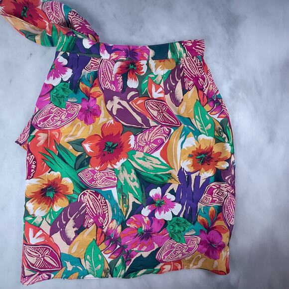 🌺Vintage Real Silk Wrap Skirt – Tropical Floral, Georgiou Studio, Cyprus - Picture 2 of 6